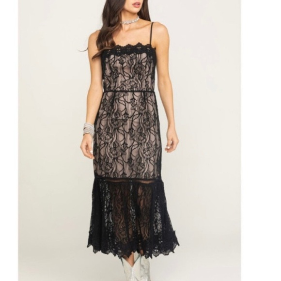 BB Dakota Dresses & Skirts - BB Dakota Novelty Black Lace Midi Dress